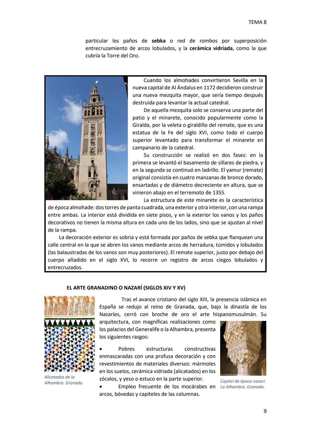 # TEMA 8: LA PECULIARIDAD ESPAÑOLA: EL ARTE ISLÁMICO
✓ La imagen prohibida
TEMA 8
Cerámica del Zócalo de la Alhambra. Detalle
El arte hi