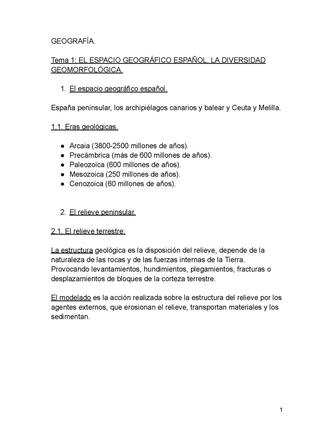 Geografía segundo de bachillerato