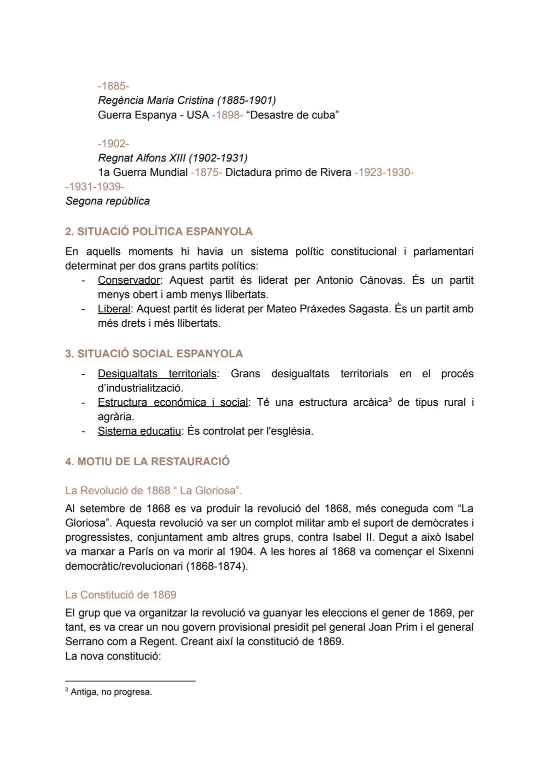 # LA RESTAURACIÓ BORBÒNICA
(1875-1898/1902)
• Antecedents del nou sistema:
- La fi de la Primera República (1873-1874)
- Manifest de Sandh