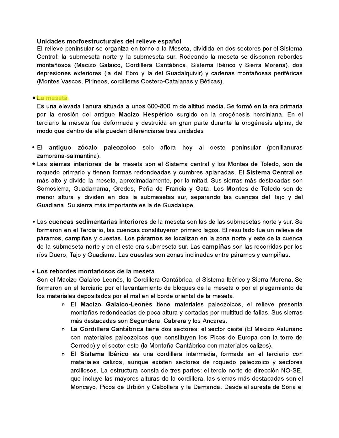 Unidades morfoestructurales del relieve español