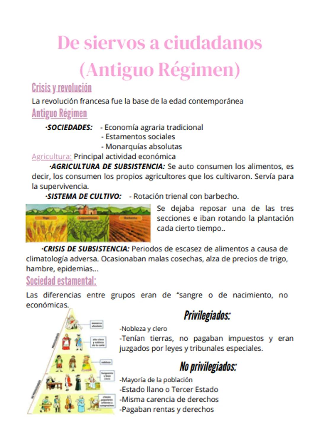 De siervos a ciudadanos
(Antiguo Régimen)
Crisis y revolución
La revolución francesa fue la base de la edad contemporánea
Antiguo Régimen
.S