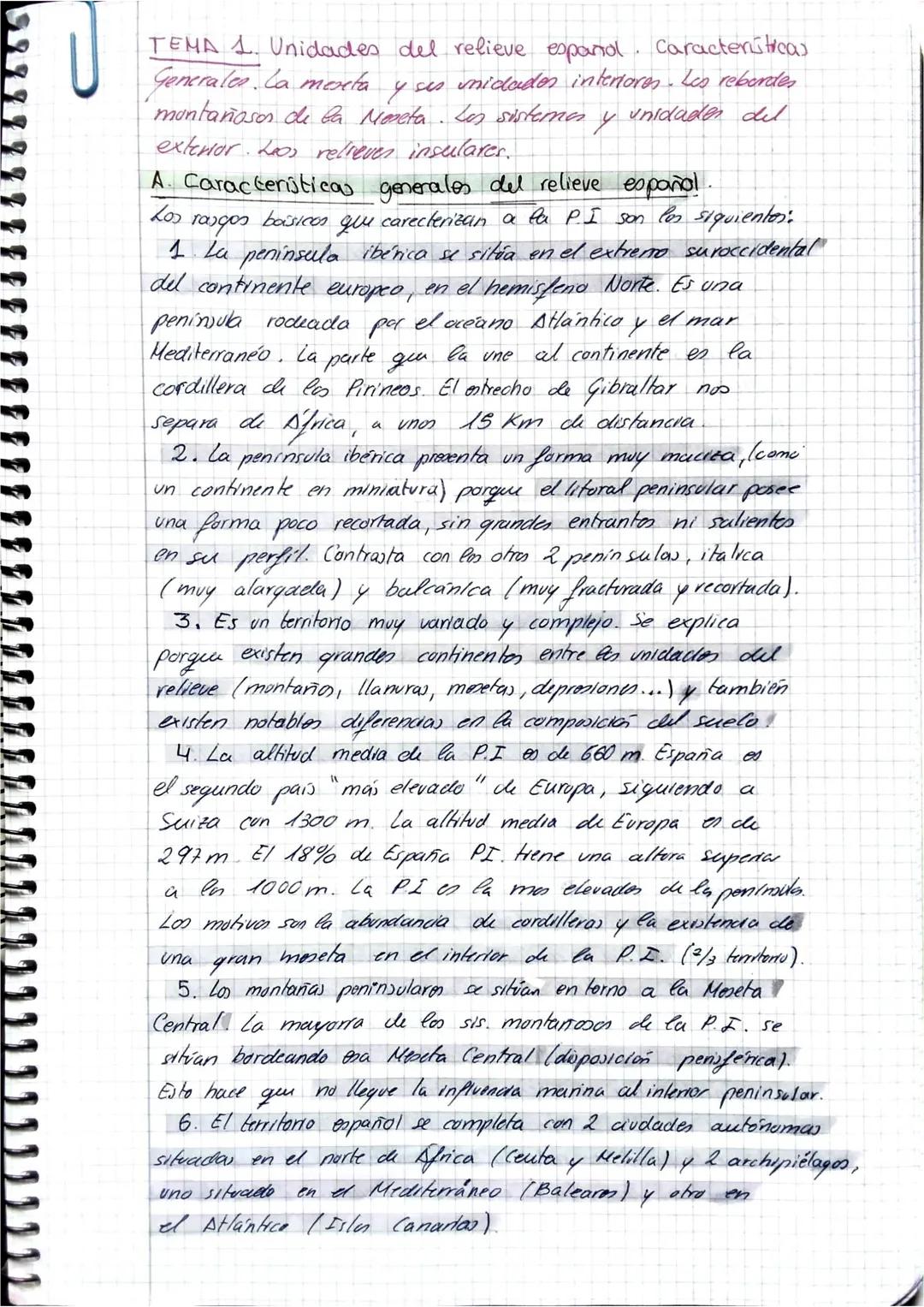 TEMA 1. Unidades del relieve español. Caracteristicas
Generales. La mesta as midados intentores. Les reborder
you
"montañosos de la Moneta.