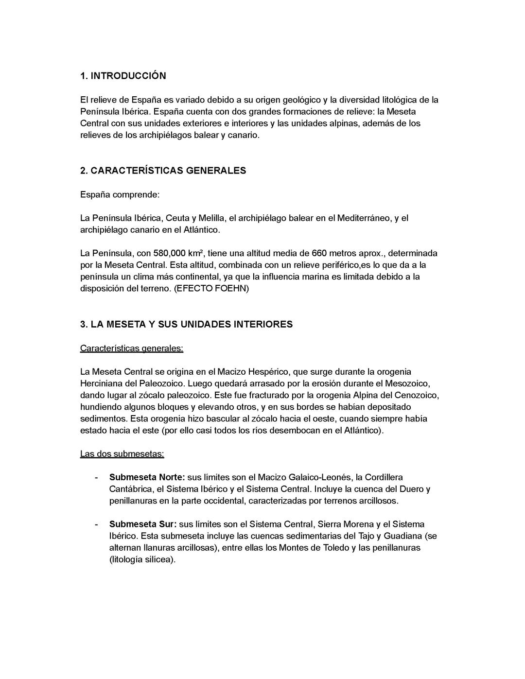 Geografía. Tema "EL RELIEVE"