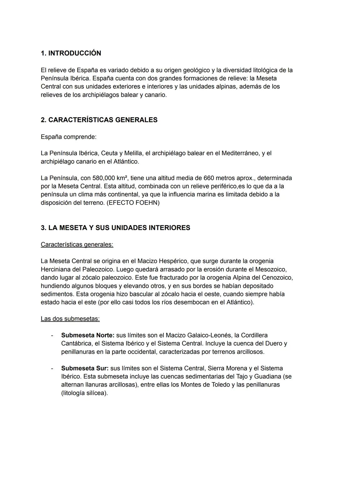 1. INTRODUCCIÓN
El relieve de España es variado debido a su origen geológico y la diversidad litológica de la
Península Ibérica. España cuen