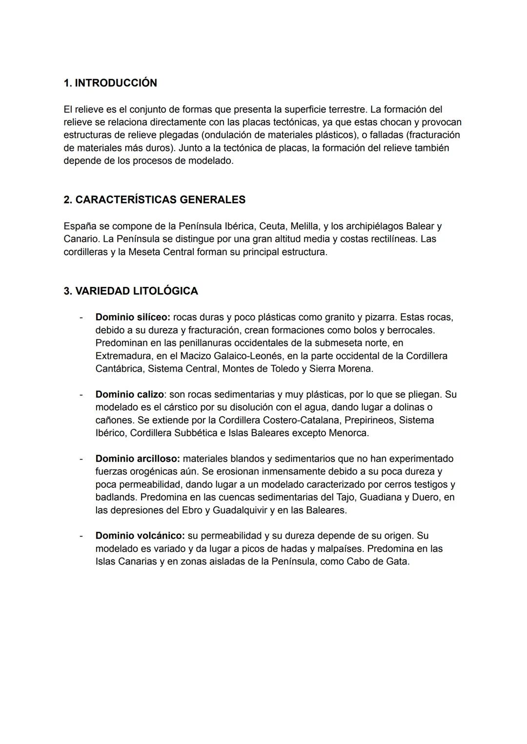 1. INTRODUCCIÓN
El relieve es el conjunto de formas que presenta la superficie terrestre. La formación del
relieve se relaciona directamente