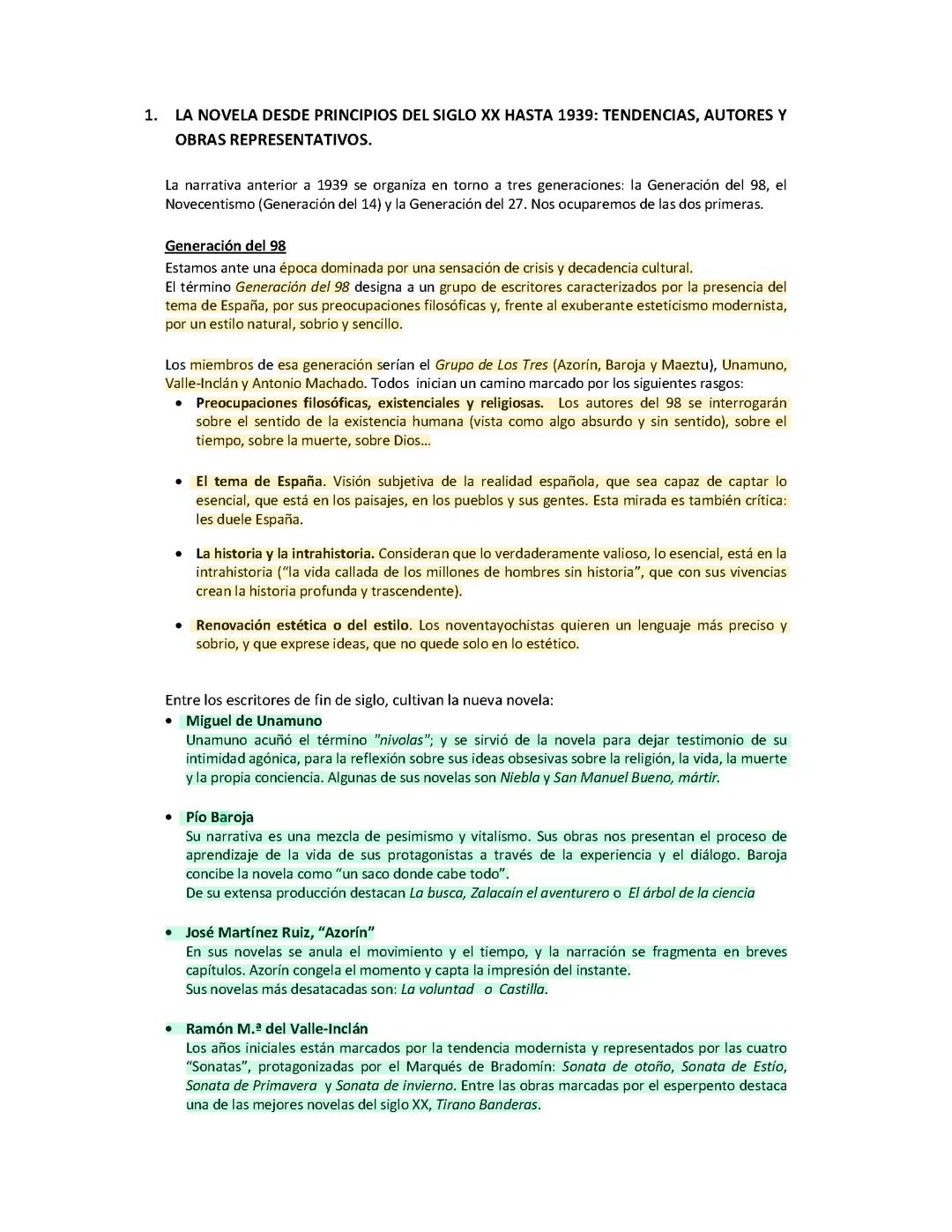 GENERACION DEL 98, NOVECENTISMO Y GENERACION DEL 27