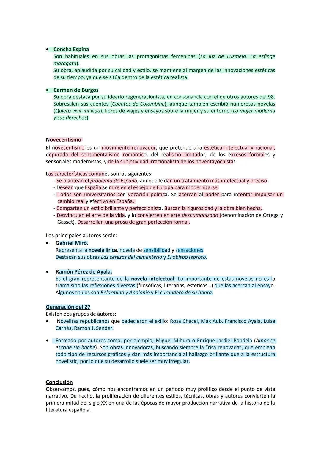 1.
LA NOVELA DESDE PRINCIPIOS DEL SIGLO XX HASTA 1939: TENDENCIAS, AUTORES Y
OBRAS REPRESENTATIVOS.
La narrativa anterior a 1939 se organiza