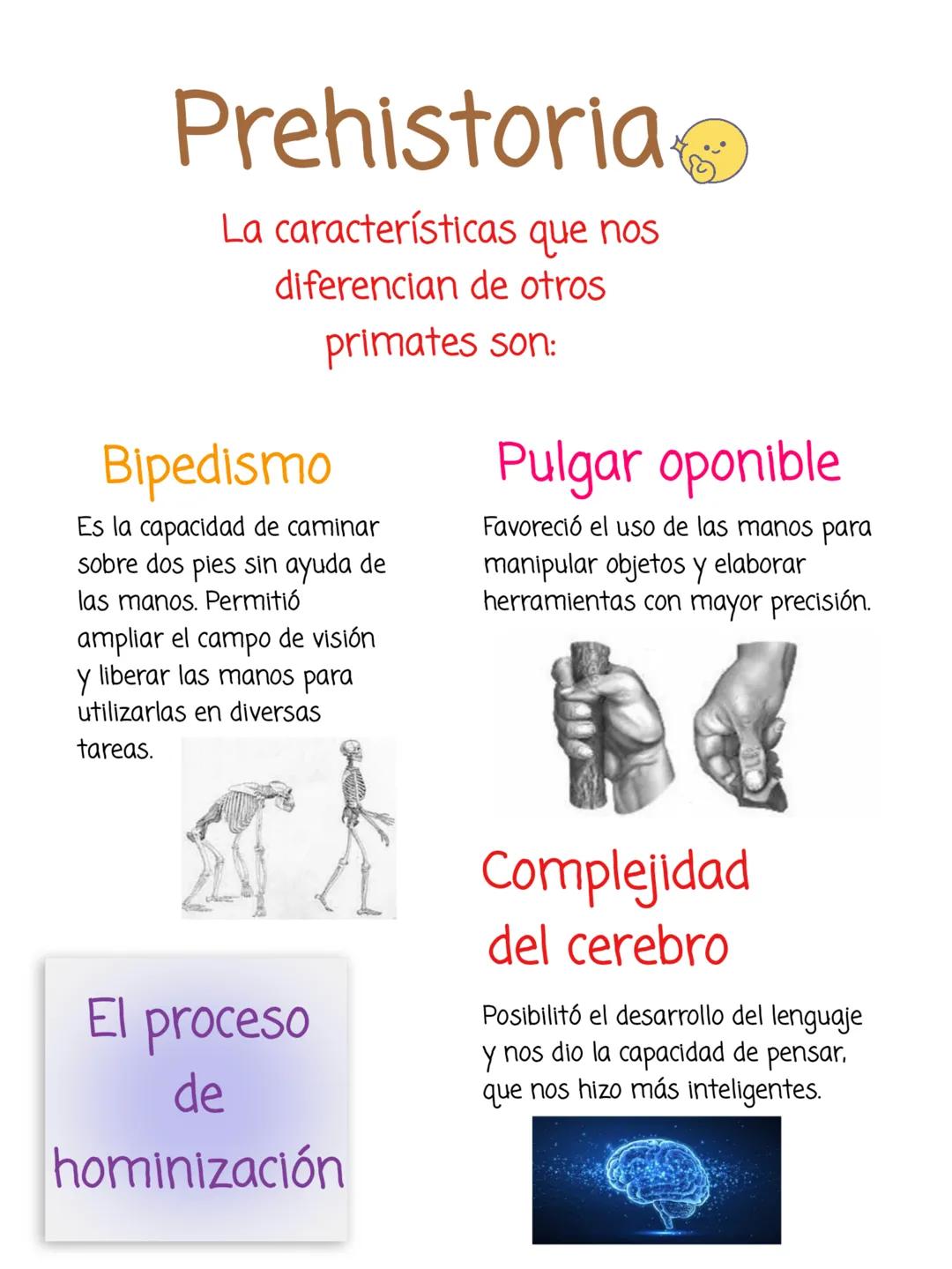 # Prehistoria
La características que nos
diferencian de otros
primates son:
Bipedismo
Es la capacidad de caminar
sobre dos pies sin ayuda