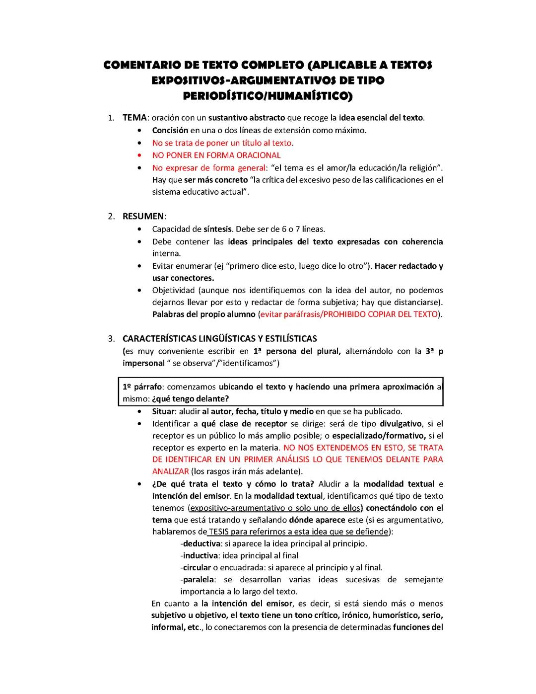 Guía comentario de texto PAU