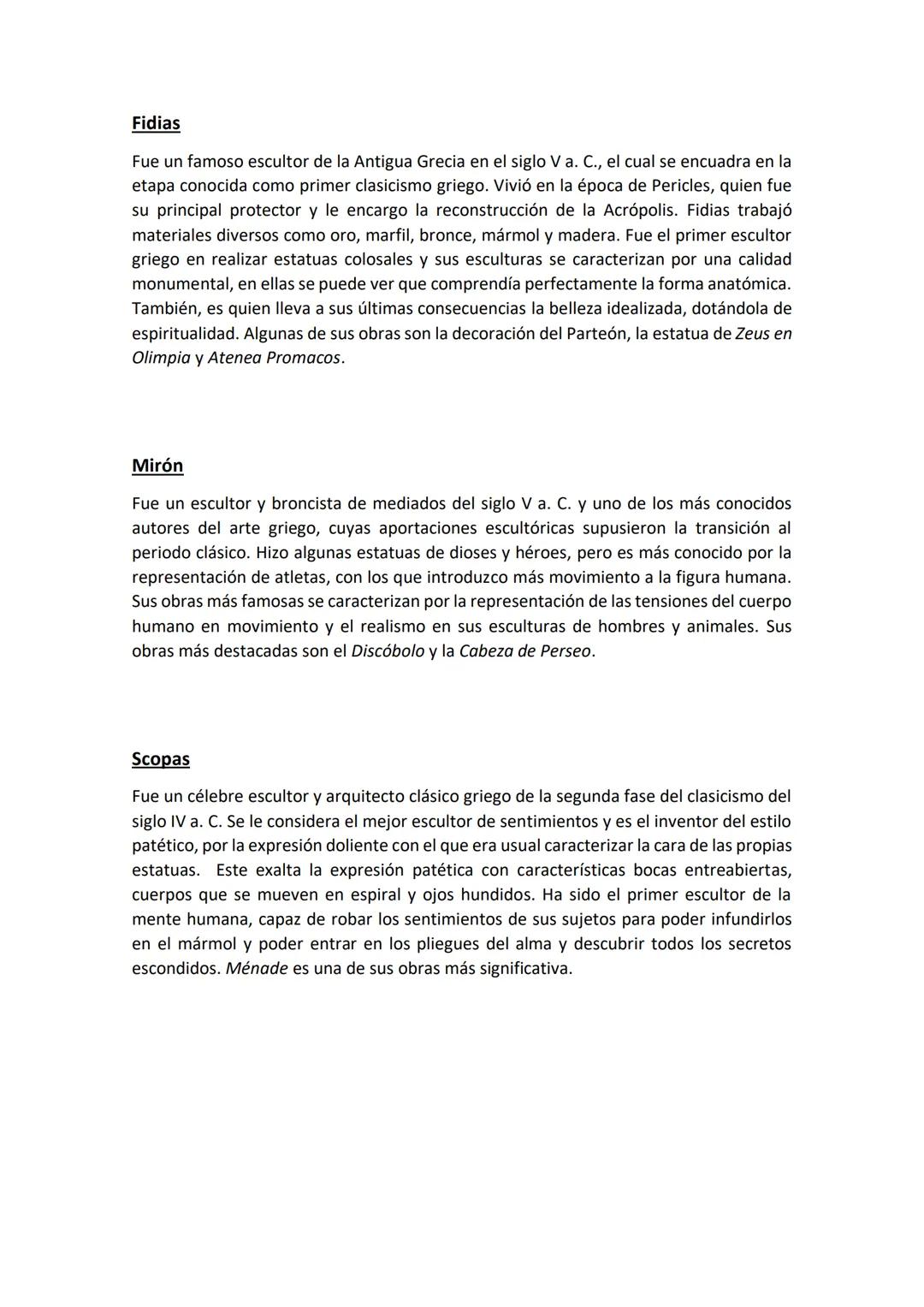 # Autores griegos
Lisipo
Es un escultor clásico griego de la segunda fase del clasicismo del siglo IV a. C., época de
transición entre la