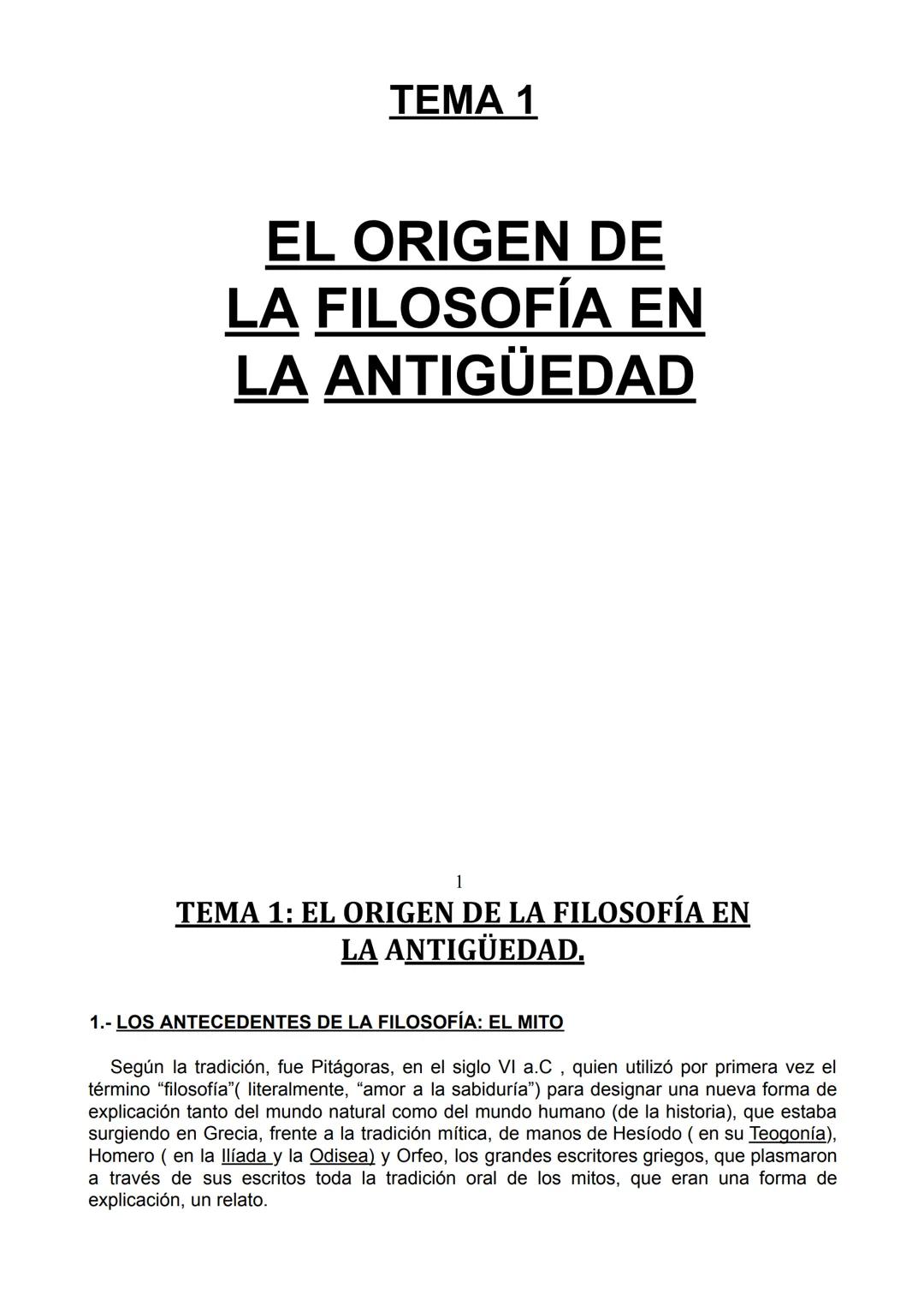 # TEMA 1
# EL ORIGEN DE
# LA FILOSOFÍA EN
# LA ANTIGÜEDAD
1
# TEMA 1: EL ORIGEN DE LA FILOSOFÍA EN
# LA ANTIGÜEDAD.
1.- LOS ANTECEDENTES