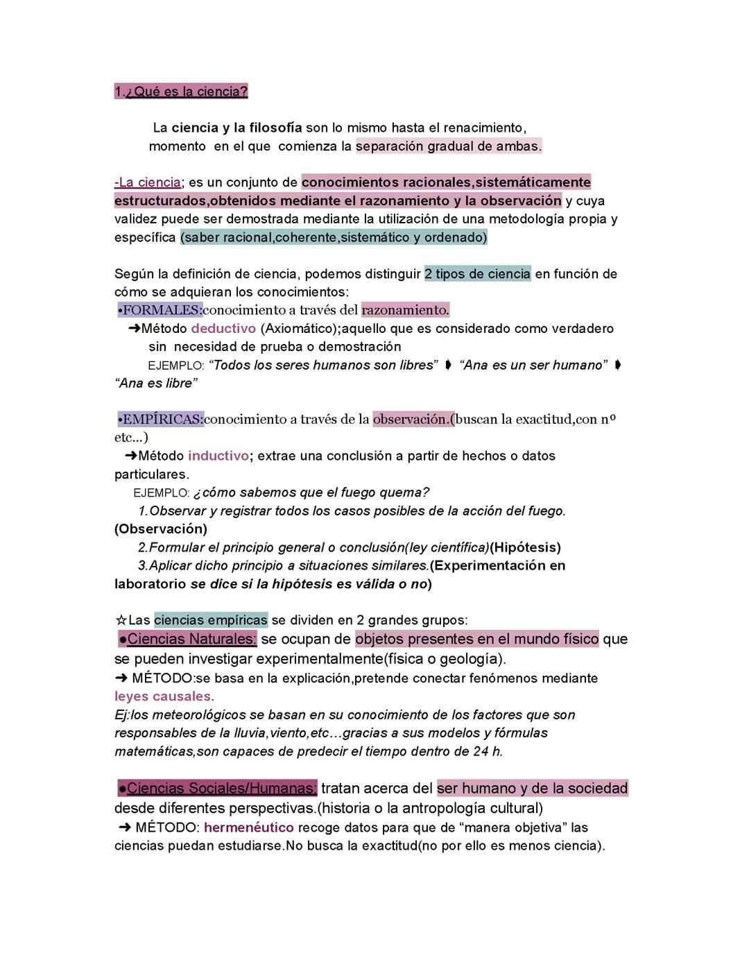 Filosofía ¿Qué es la ciencia? 1 °bach