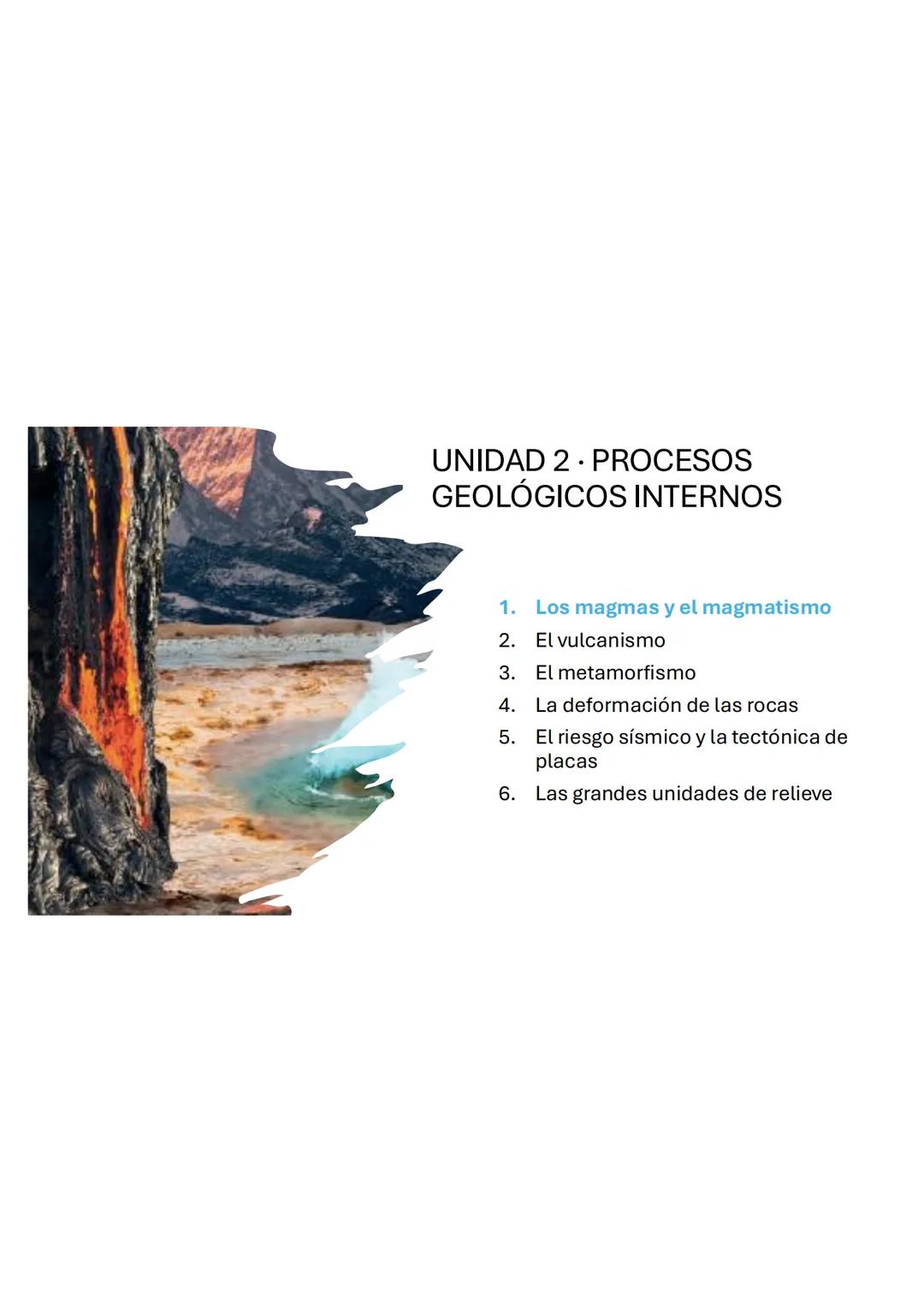 UNIDAD 2.
PROCESOS
GEOLÓGICOS
INTERNOS
Biología, Geología y Ciencias
Ambientales 1ºBachillerato UNIDAD 2. PROCESOS
GEOLÓGICOS INTERNOS
1. Lo