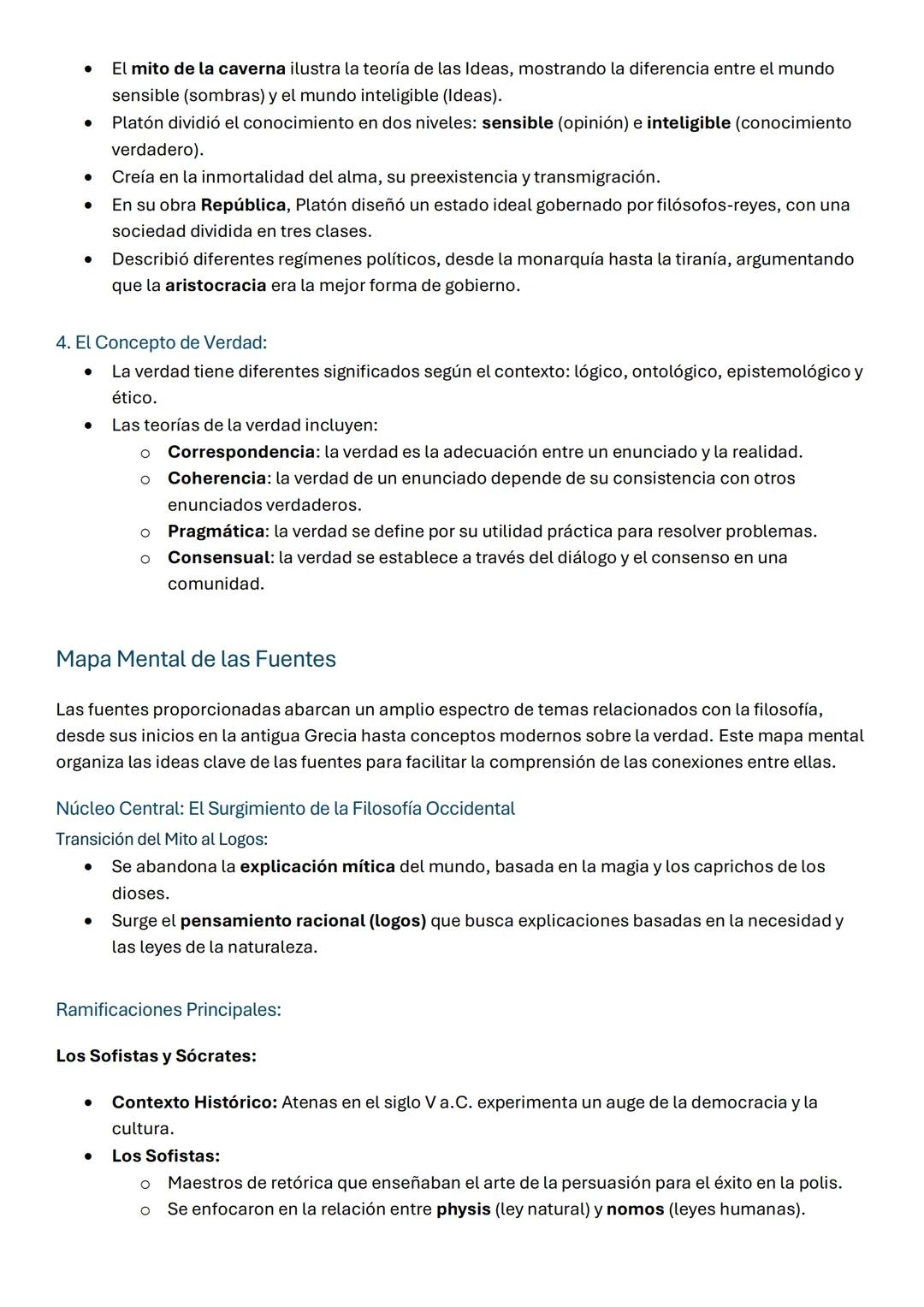 FILOSOFIA
Resumen Amplio de las Fuentes
Las fuentes proporcionadas exploran el origen y la evolución de la filosofía occidental, con un
enfo