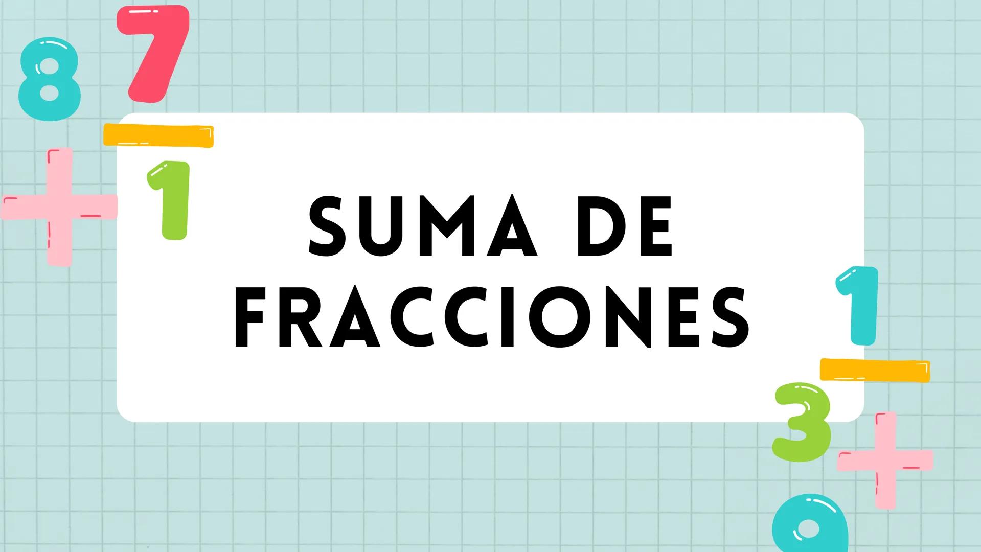 87
୮
1 SUMA DE
FRACCIONES 1
3 SUMA DE FRACCIONES
Sumar fracciones puede parecer
complicado al principio, pero se
puede hacer de manera senci