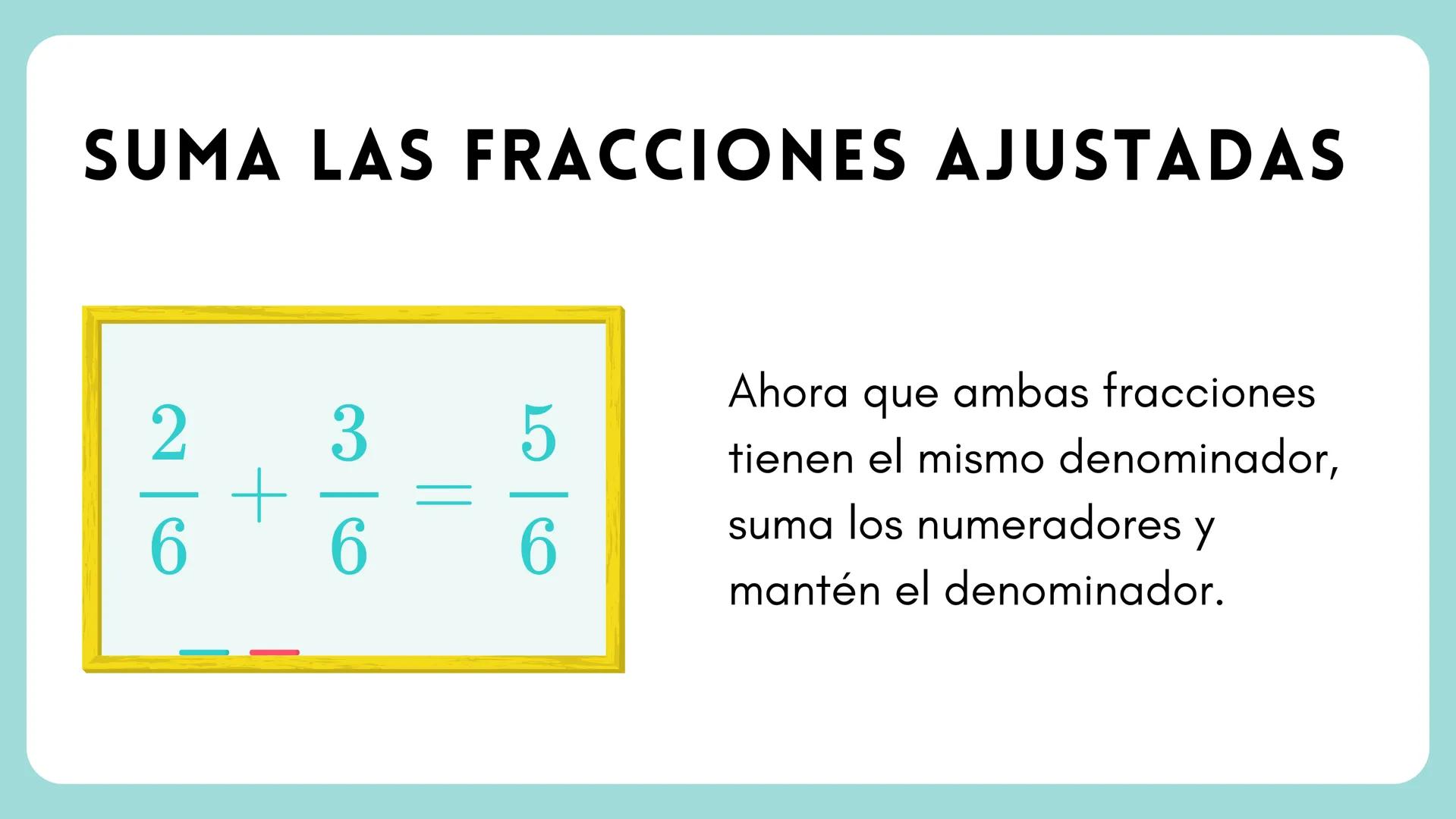 87
୮
1 SUMA DE
FRACCIONES 1
3 SUMA DE FRACCIONES
Sumar fracciones puede parecer
complicado al principio, pero se
puede hacer de manera senci