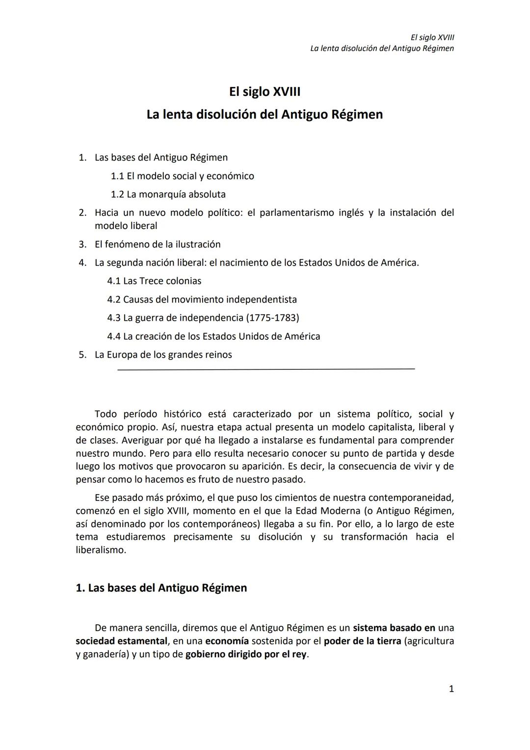 El siglo XVIII
La lenta disolución del Antiguo Régimen
# El siglo XVIII
## La lenta disolución del Antiguo Régimen
1. Las bases del Antigu