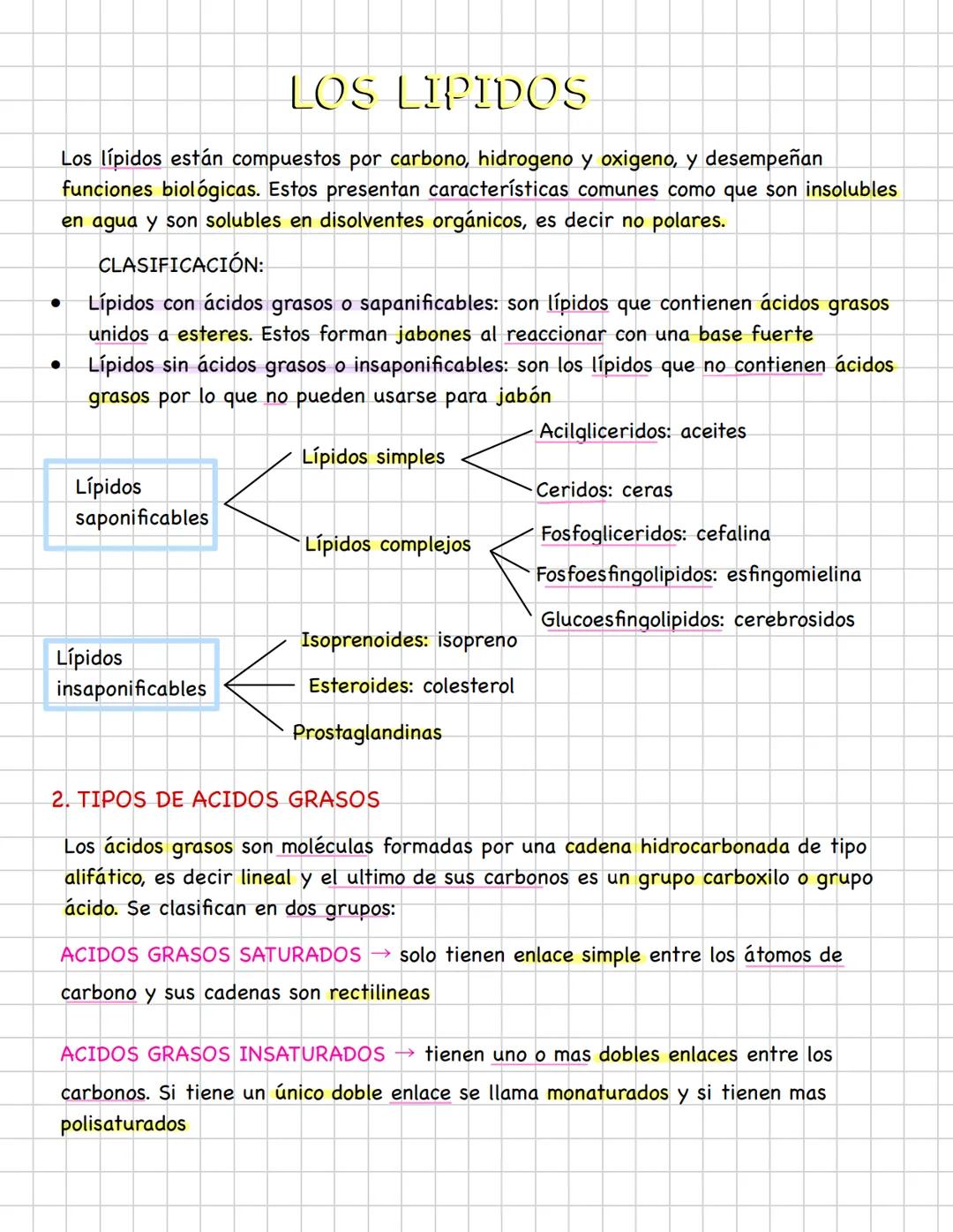 # LOS LIPIDOS
Los lípidos están compuestos por carbono, hidrogeno y oxigeno, y desempeñan
funciones biológicas. Estos presentan característ