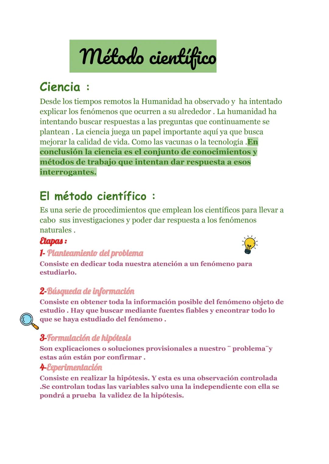 Método científico
Ciencia :
Desde los tiempos remotos la Humanidad ha observado y ha intentado
explicar los fenómenos que ocurren a su alred