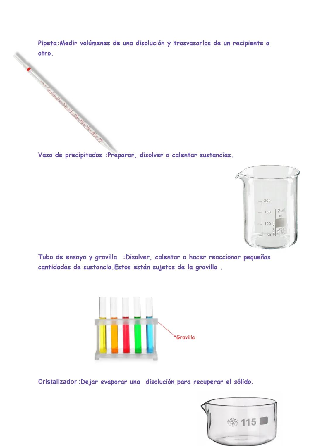 # Instrumentos del laboratorio
Balanza: Medir masas de sustancias en el laboratorio.
Probeta: Medir volúmenes de líquidos con no mucha pre