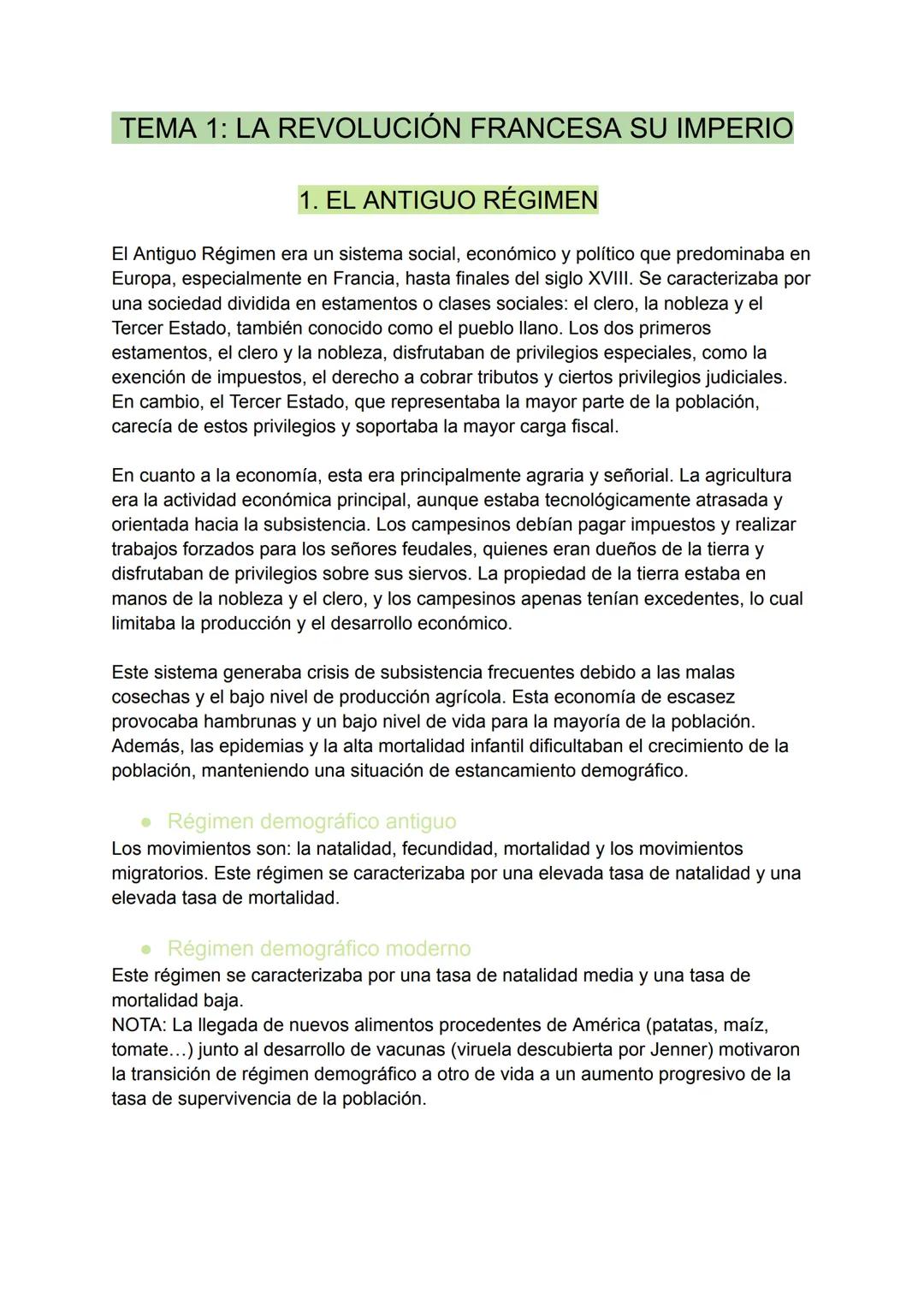 # TEMA 1: LA REVOLUCIÓN FRANCESA SU IMPERIO
1. EL ANTIGUO RÉGIMEN
El Antiguo Régimen era un sistema social, económico y político que predo