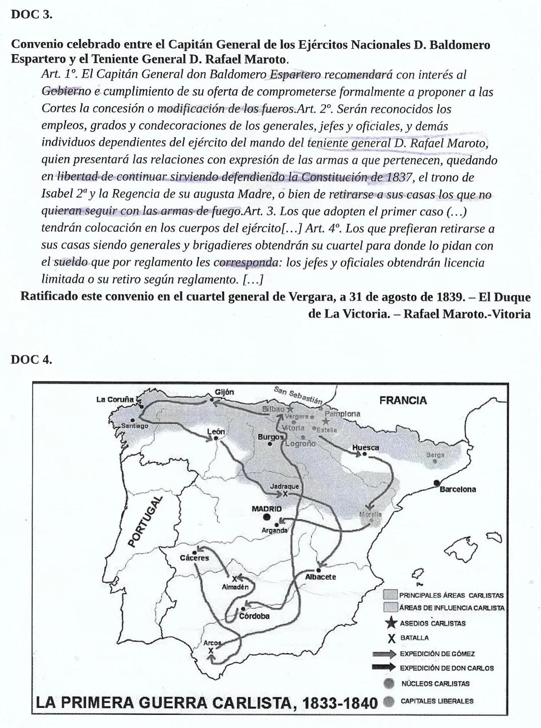 TEMA 2
DOC 1.
IMATGE ABRAÇADA DE BERGARA (1839) *
Pablo Antonio Béjar; pintura realitzada en 1902
DOC 2.
TEXT FRAGMENT ESTATUT REIAL
Art. 1.