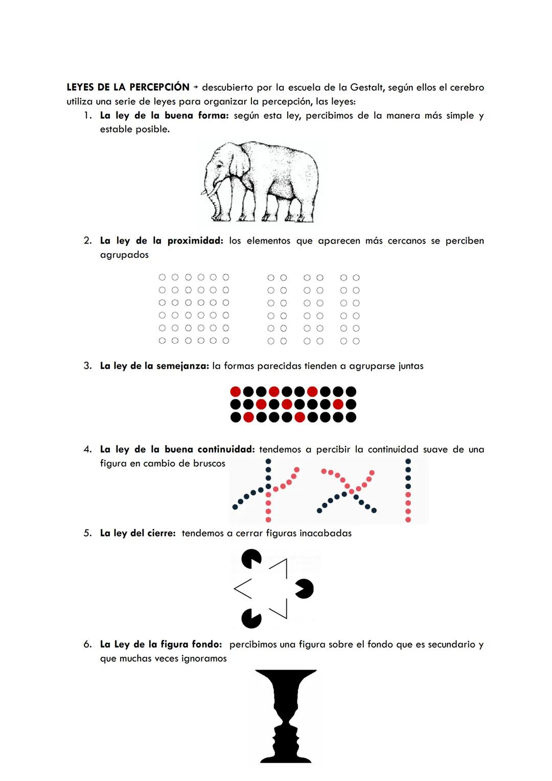 SENSACIÓN Y PERCEPCIÓN
⚫ Sensación →→ Detección de energia a través de los organos sensoriales. Cuando pasan
a nuestro cerebro aparece la pe