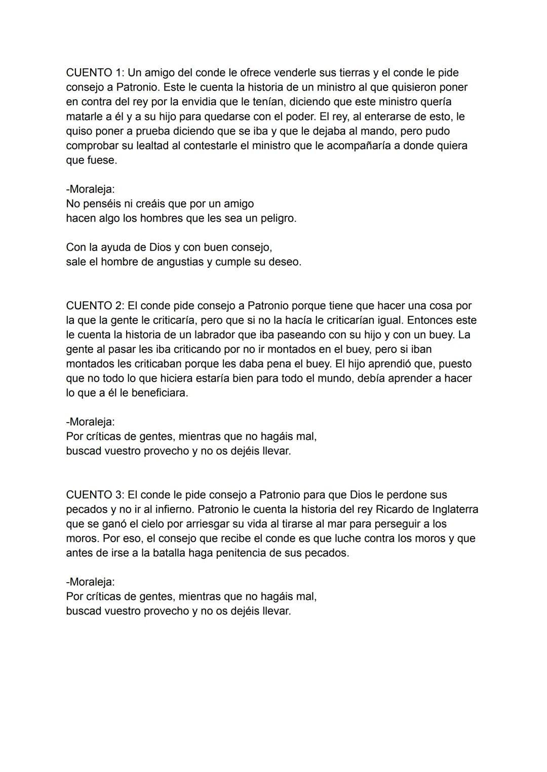 CUENTO 1: Un amigo del conde le ofrece venderle sus tierras y el conde le pide
consejo a Patronio. Este le cuenta la historia de un ministro