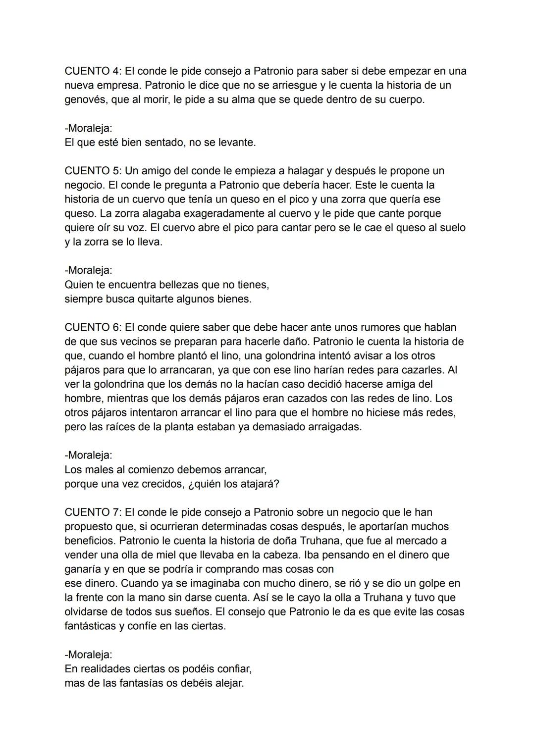 CUENTO 1: Un amigo del conde le ofrece venderle sus tierras y el conde le pide
consejo a Patronio. Este le cuenta la historia de un ministro