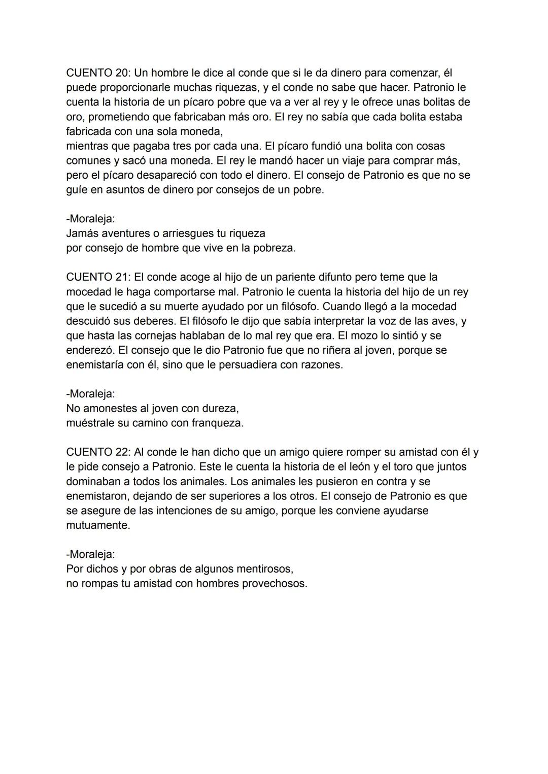 CUENTO 1: Un amigo del conde le ofrece venderle sus tierras y el conde le pide
consejo a Patronio. Este le cuenta la historia de un ministro