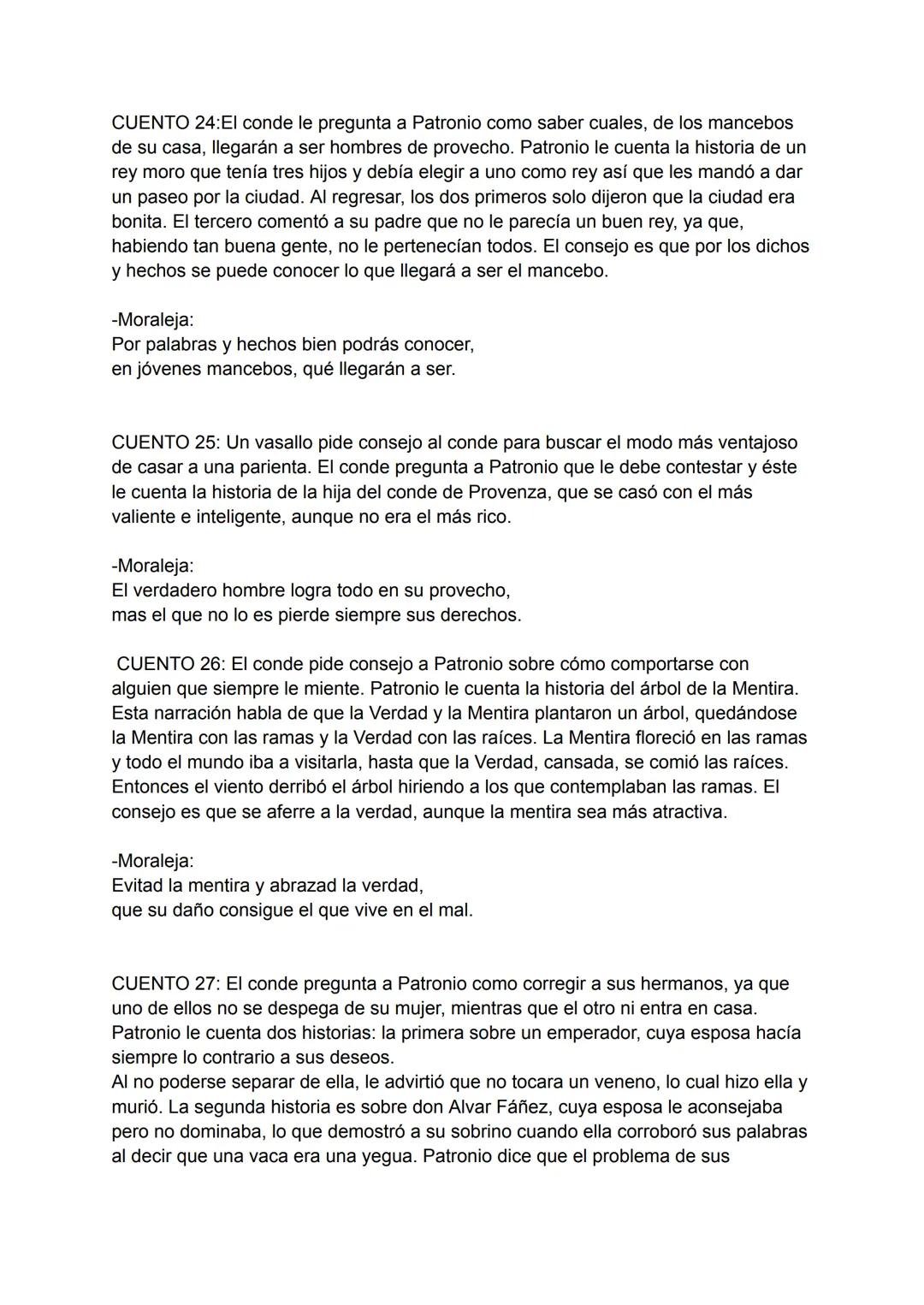 CUENTO 1: Un amigo del conde le ofrece venderle sus tierras y el conde le pide
consejo a Patronio. Este le cuenta la historia de un ministro