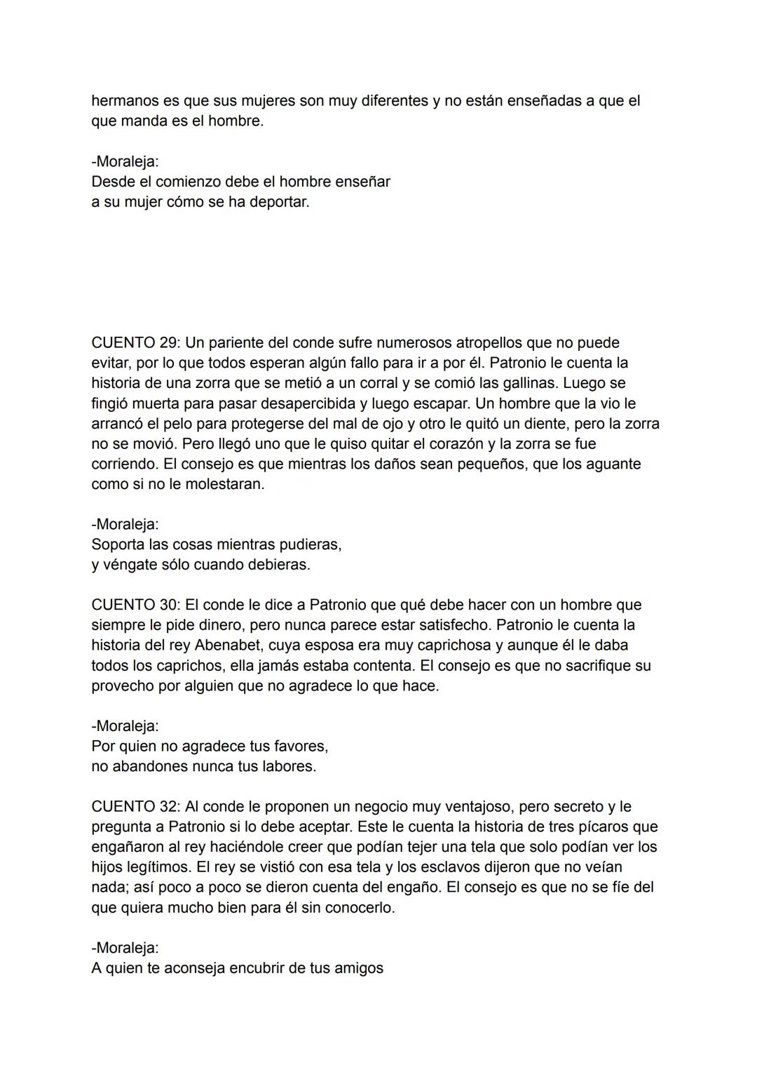 CUENTO 1: Un amigo del conde le ofrece venderle sus tierras y el conde le pide
consejo a Patronio. Este le cuenta la historia de un ministro