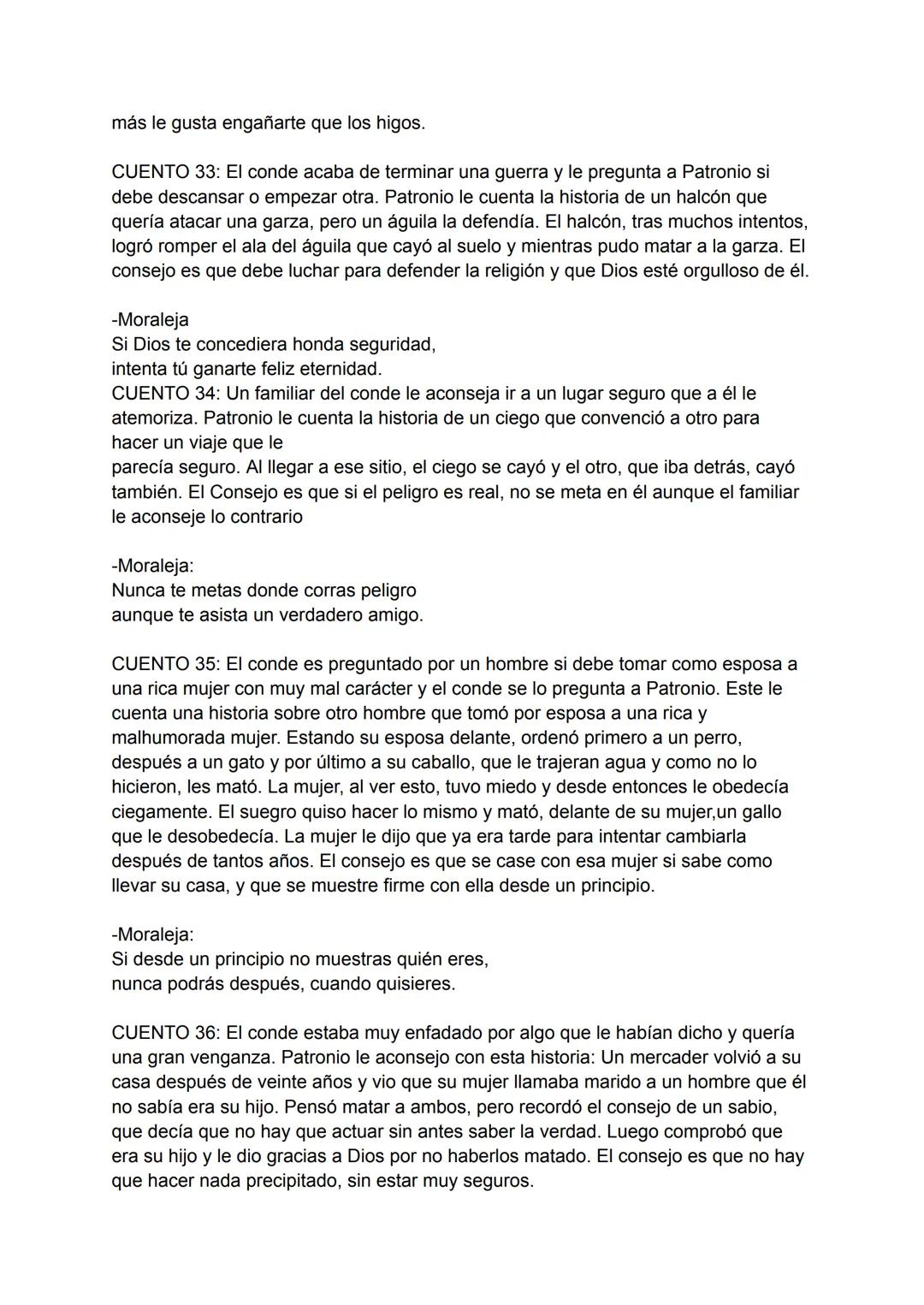 CUENTO 1: Un amigo del conde le ofrece venderle sus tierras y el conde le pide
consejo a Patronio. Este le cuenta la historia de un ministro