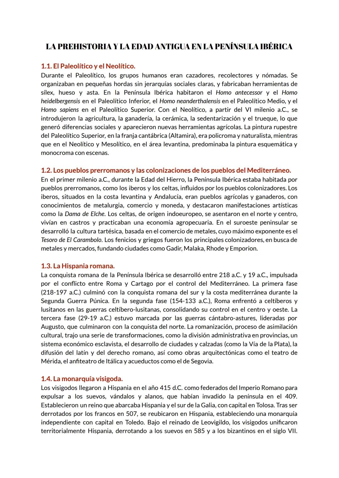 # LA PREHISTORIA Y LA EDAD ANTIGUA EN LA PENÍNSULA IBÉRICA
1. 1. El Paleolítico y el Neolítico.
Durante el Paleolítico, los grupos humano