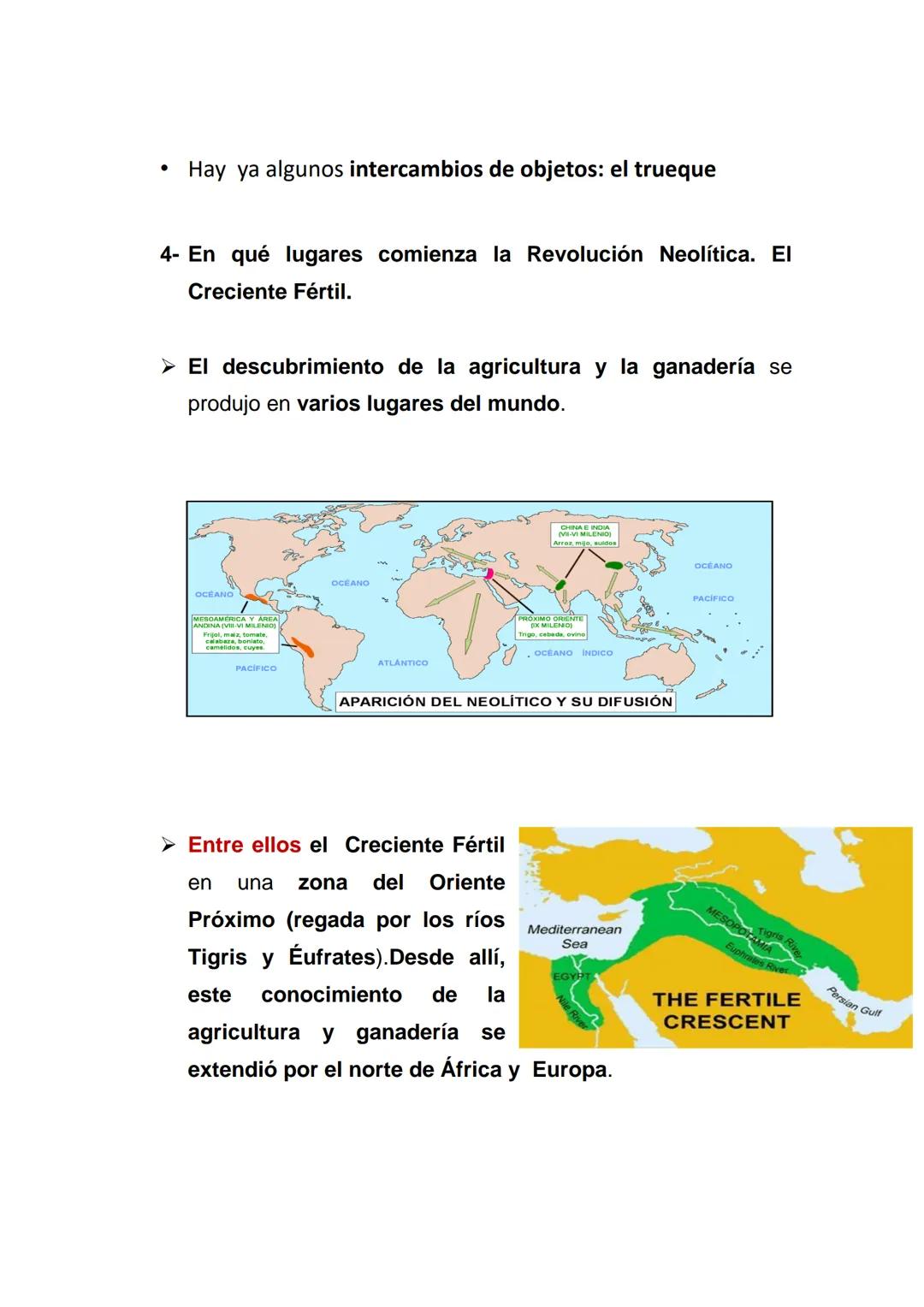 4. NEOLÍTICO 8.000 a.C.- 4.000 a.C.
1- Revolución Neolítica: La Revolución Neolítica ha sido el
cambio más importante de la historia de la h