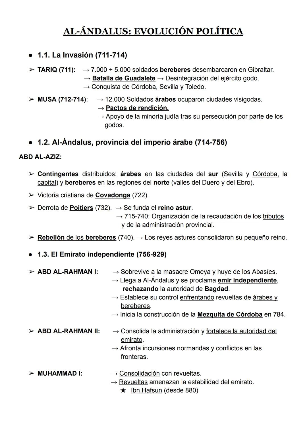 # AL-ÁNDALUS: EVOLUCIÓN POLÍTICA
• 1.1. La Invasión (711-714)
➤ TARIQ (711): 7.000+ 5.000 soldados bereberes desembarcaron en Gibraltar.
