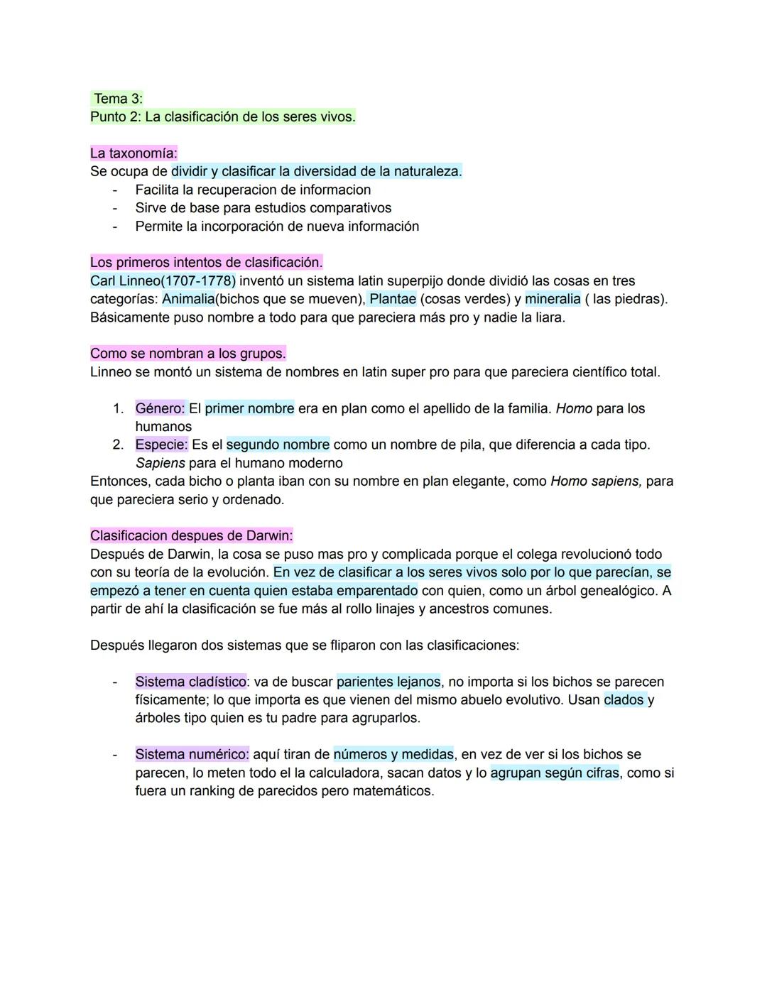 BIOLOGIA Y GEOLOGIA
1° DE BACHILLERATO
TEMA 2 Tema 3:
Punto 2: La clasificación de los seres vivos.
La taxonomía:
Se ocupa de dividir y clas