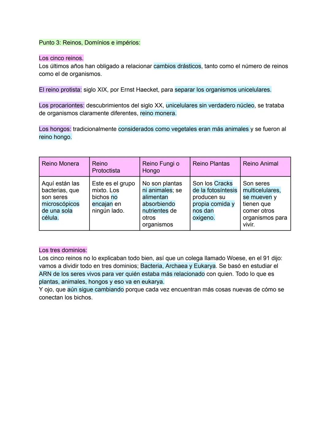 BIOLOGIA Y GEOLOGIA
1° DE BACHILLERATO
TEMA 2 Tema 3:
Punto 2: La clasificación de los seres vivos.
La taxonomía:
Se ocupa de dividir y clas