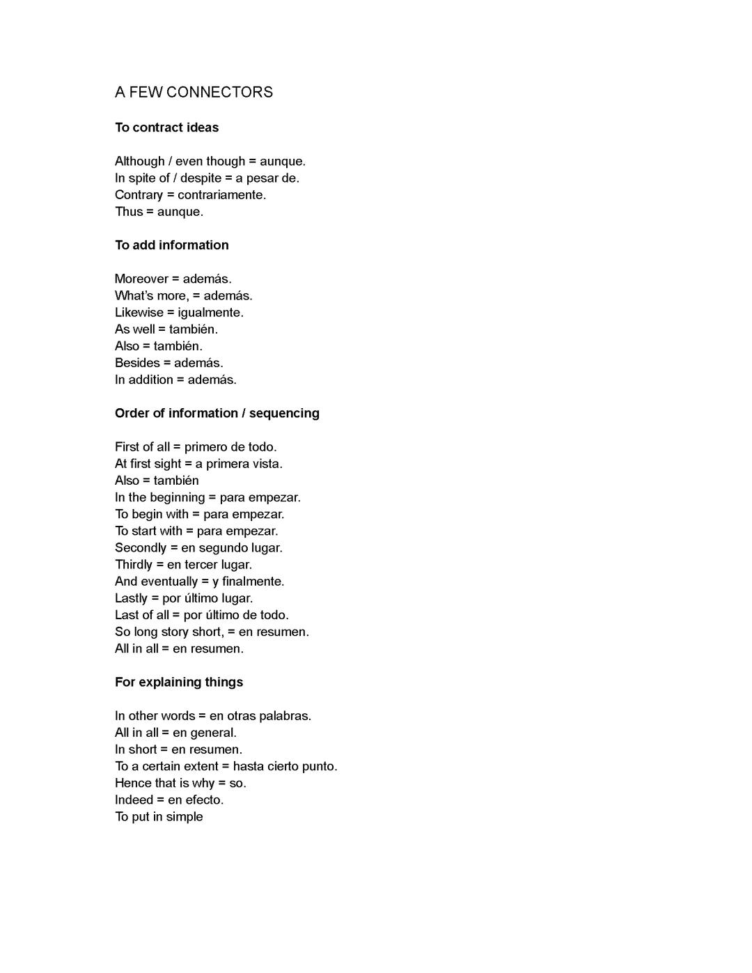 Connectors english B2 or C1