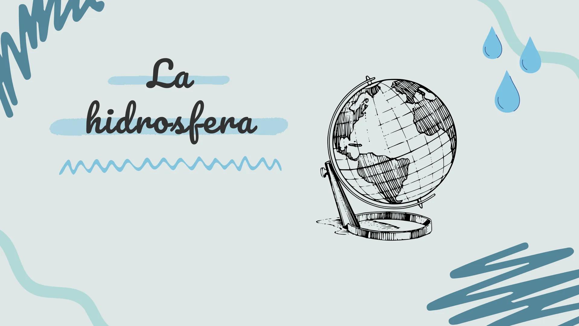 # La
hidrosfera # ¿Qué es la hidrosfera?
Es la capa de la Tierra que contiene agua en diferentes
estados y lugares. Cubre aproximadamente
