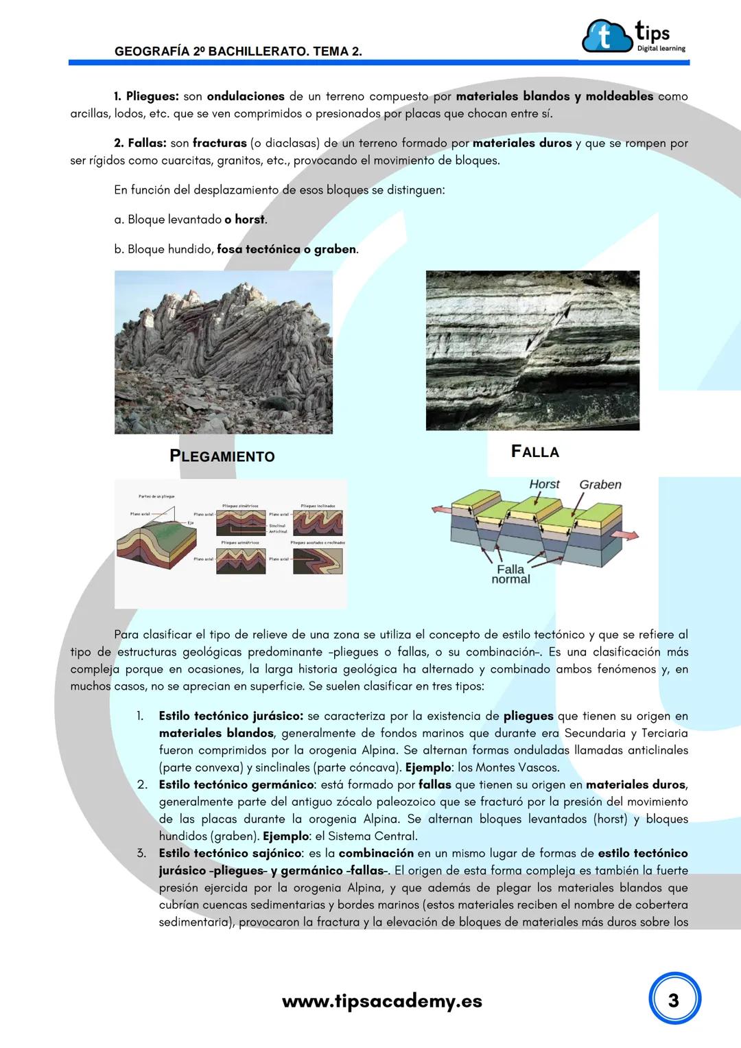 GEOGRAFÍA
t
2º BACHILLERATO
TEMA 2: El relieve de España
www.tipsacademy.es GEOGRAFÍA 2º° BACHILLERATO. TEMA 2.
TEMA 2: EL RELIEVE DE ESPAÑA