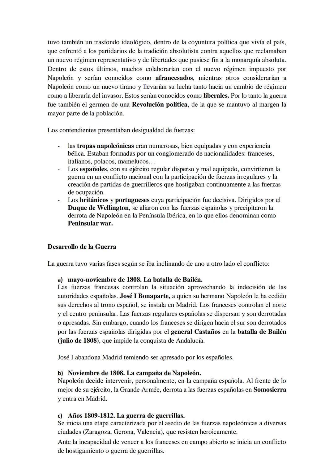 # CRISIS DEL ANTIGUO RÉGIMEN (1788-1833). LIBERALISMO FRENTE A
ABSOLUTISMO.
La Guerra de la Independencia: antecedentes y causas. Bandos en