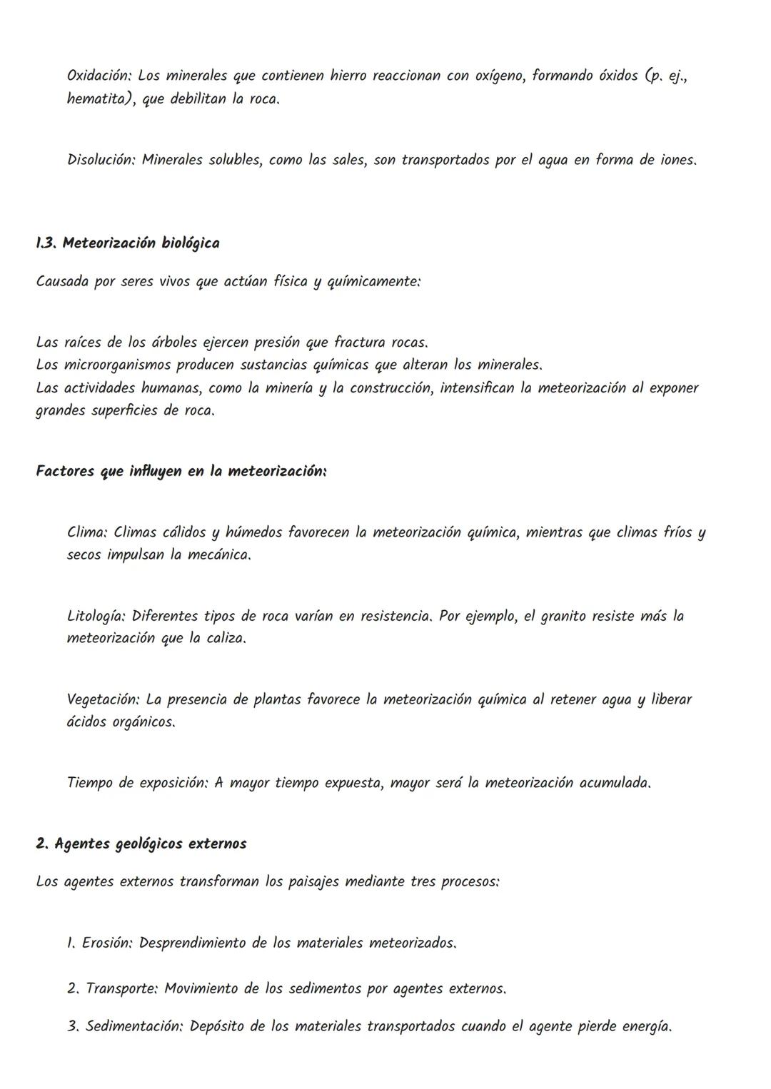 # TEMA 3 PROCESOS GEOLOGICOS EXTERNOS
1. La meteorización
La meteorización es el conjunto de procesos que descomponen y alteran las rocas