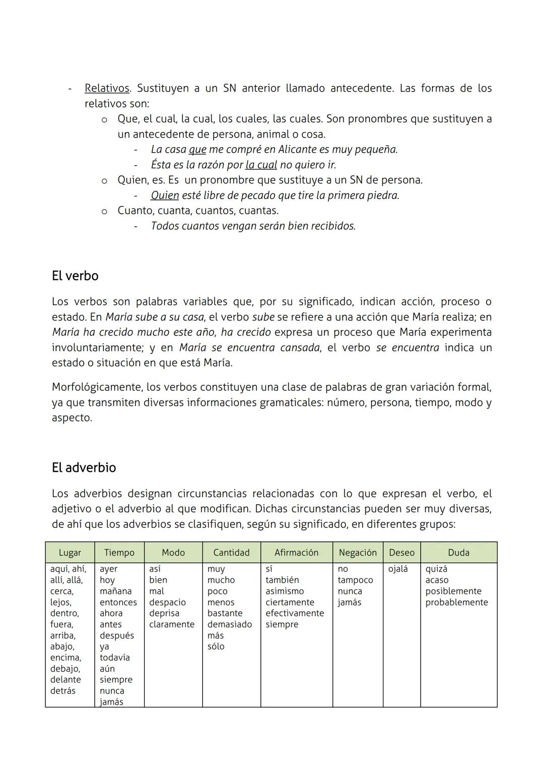 # LAS CATEGORÍAS GRAMATICALES
El sustantivo
Los sustantivos (también llamados nombres) son palabras con las que designamos y
clasificamos
