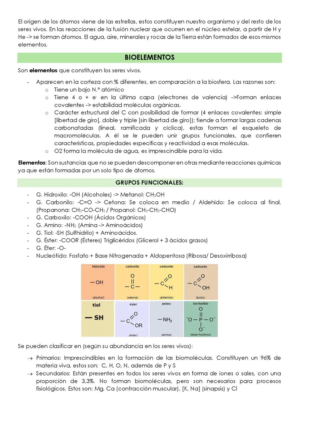 Bioelementos + Biomoléculas Inorgánicas