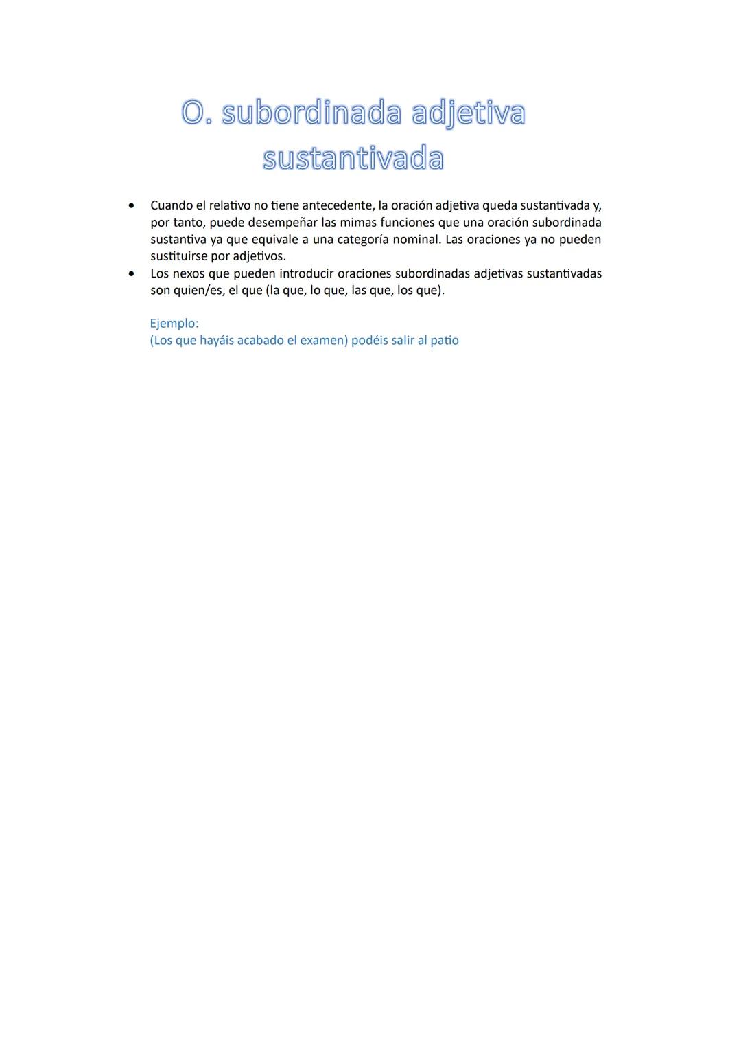 # La oración subordinada adjetiva
Las oraciones subordinadas adjetivas o de relativo son aquellas que van
introducidas por un pronombre rel