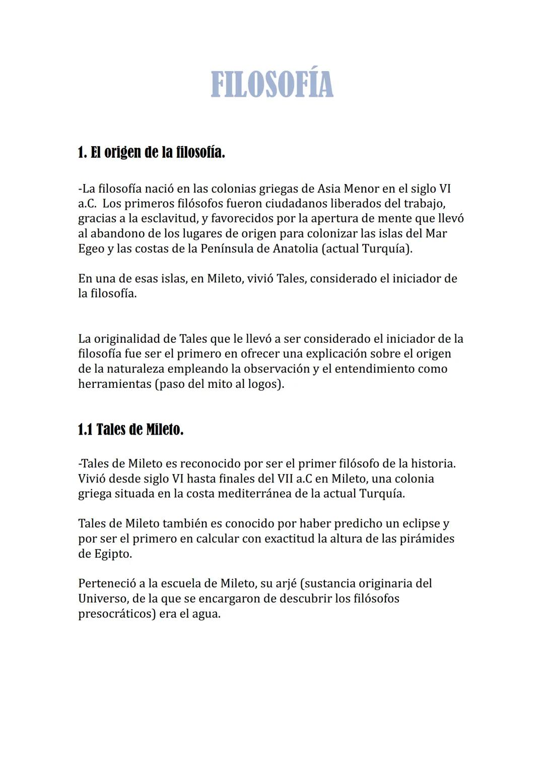Filosofía 1° Bachillerato Tema 1