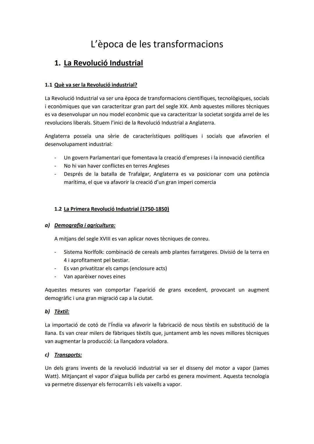 # L'època de les transformacions
# 1. La Revolució Industrial
## 1.1 Què va ser la Revolució industrial?
La Revolució Industrial va ser u