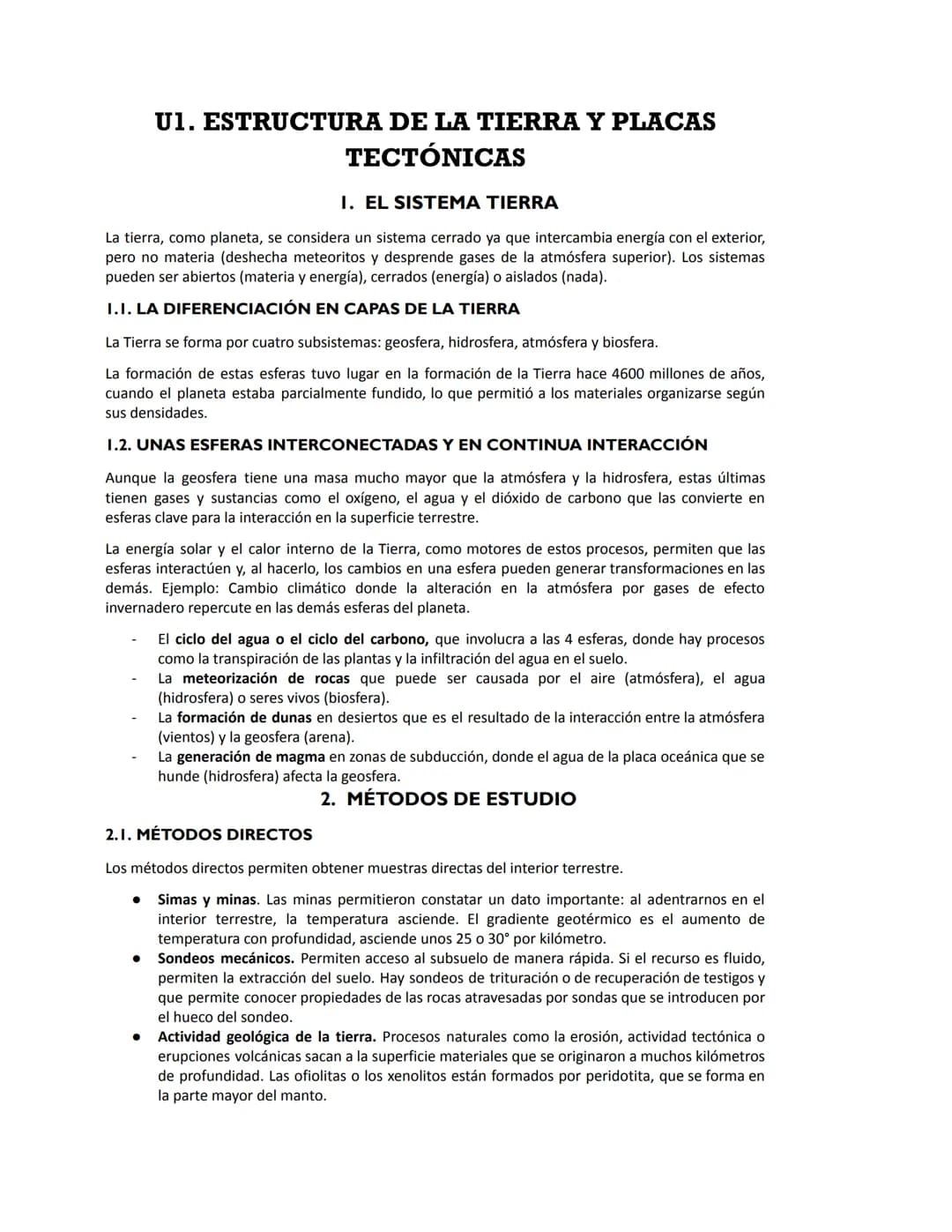 # U1. ESTRUCTURA DE LA TIERRA Y PLACAS
## TECTÓNICAS
### 1. EL SISTEMA TIERRA
La tierra, como planeta, se considera un sistema cerrado ya