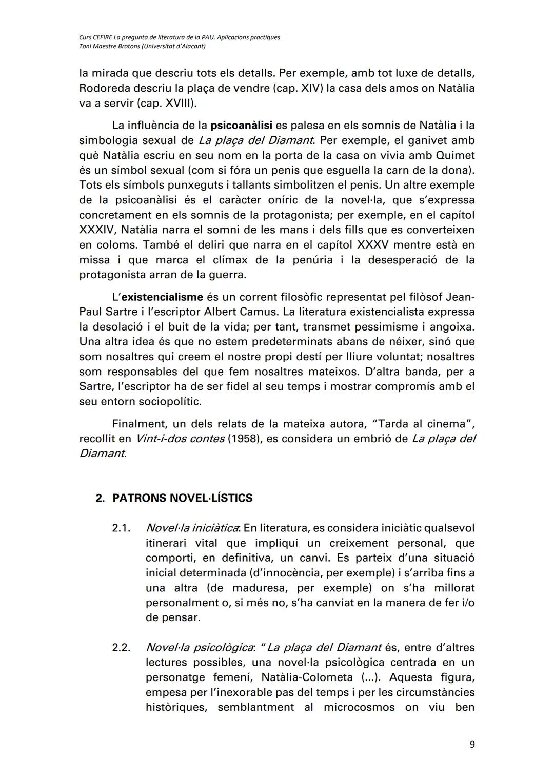Curs CEFIRE La pregunta de literatura de la PAU. Aplicacions practiques
Toni Maestre Brotons (Universitat d'Alacant)
Mercè Rodoreda, La plaç